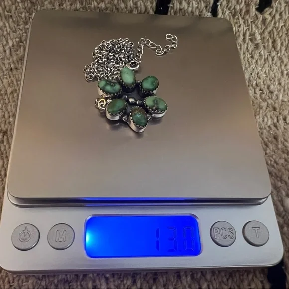 ❤️ Sonoran Gold Turquoise Cluster Pendant Brushed Sterling 18 - 20” Adj Necklace - Picture 8 of 13